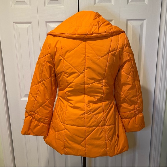 NWOT New London USA Orange Asymetrial Puffer Winter Coat Size Large - Picture 8 of 16